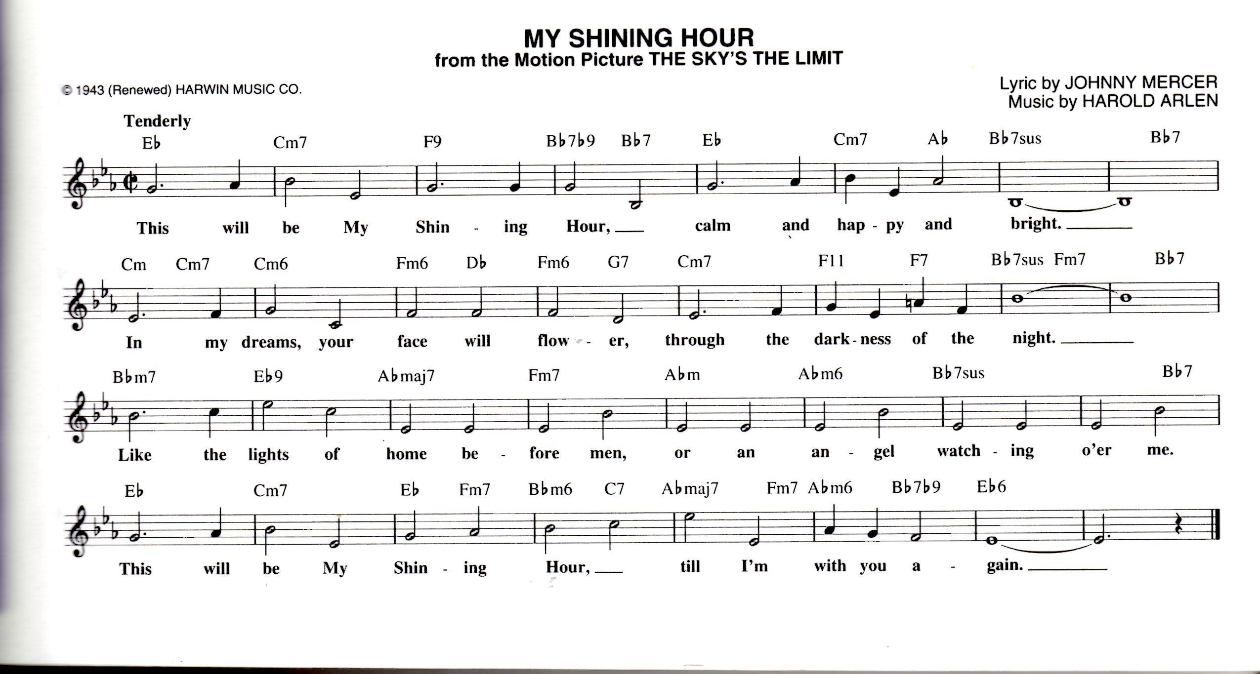 Lead sheet of the jazz standard 